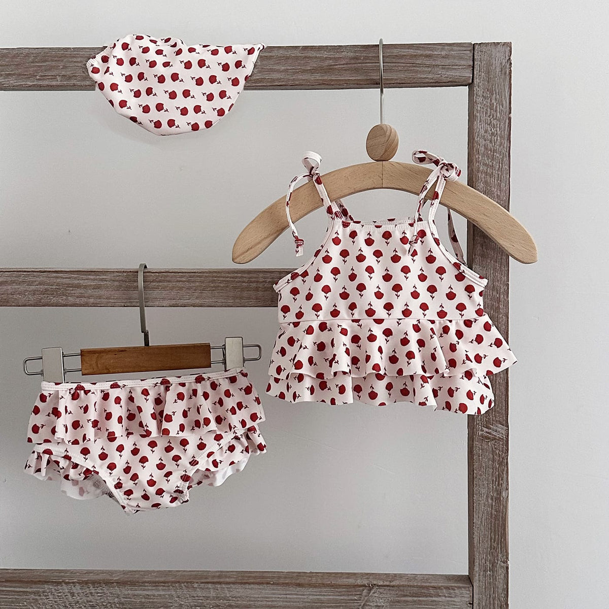 Floral Print Ruffle Swimwear フラワー ワンピース ビキニ 水着【mh0013328】 Two-piece swimsuit / 90cm mamahalo kids ベビー用水着