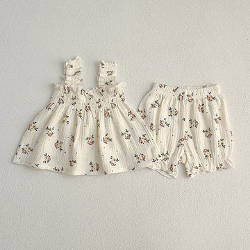 Floral Ruffle Camisole Bloomer フリル キャミソール ブルマ【mh0013159】 Floral / 66cm Aeg babyi ノースリーブセットアップ