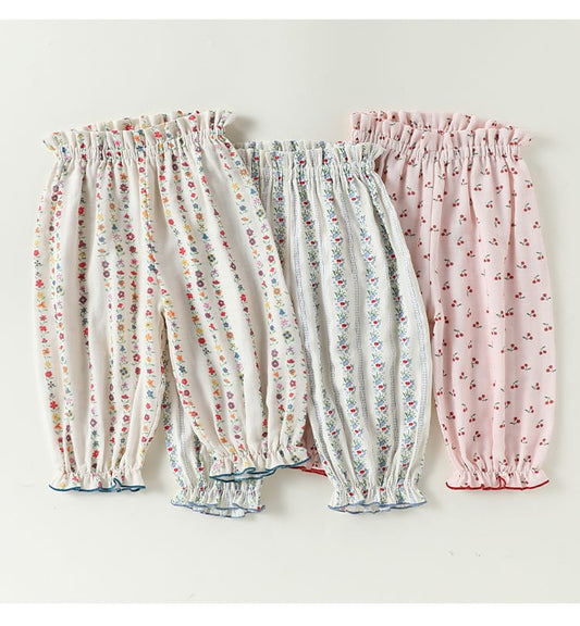 Floral Ruffle Pocket Long Pants ボタニカル ロングパンツ【mh0013489】 Beitaoya ロングパンツ・スウェットパンツ