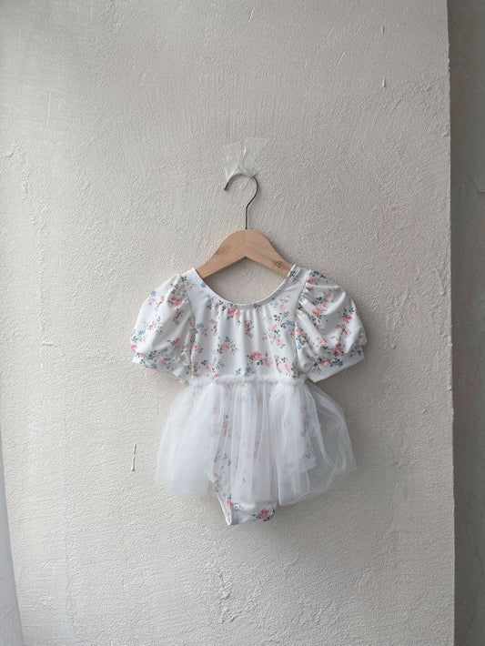 Floral Tulle One Piece Swimsuit フローラルプリントチュール水着【mh0012434】 73cm mamahalo shop