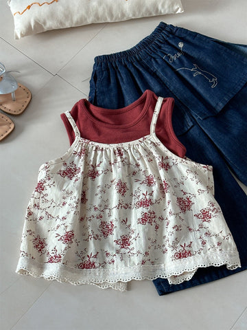 Floral Vest Camisole Set 花柄 ベスト キャミソール セット【mh0012292】 Laibaobao