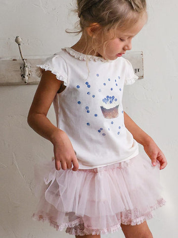 Flounce Sleeve Cupcake Tee フリルスリーブ カップケーキ Tシャツ【mh0012987】 Strawberry Coral 半袖Tシャツ
