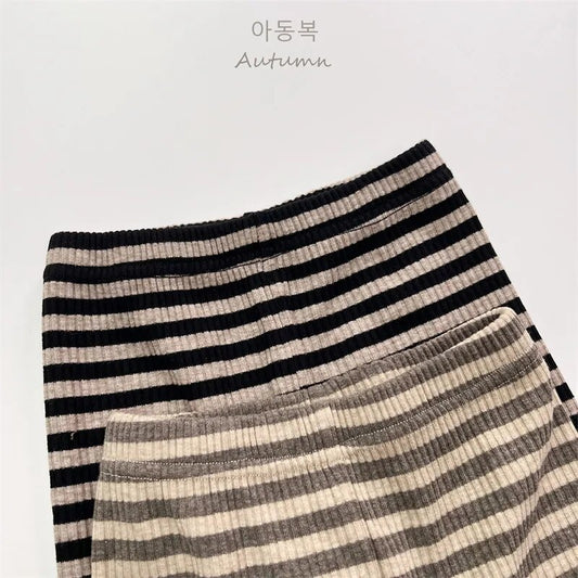 レギンスパンツ キッズ レギンスパンツ ボーダー シンプル ベーシック カーキ ブラック 2カラー ユニセックス 男の子 女の子 子供服【mh0003013】
