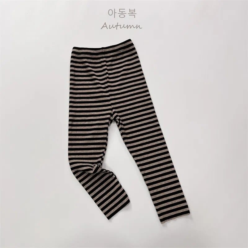 レギンスパンツ Black / 80cm キッズ レギンスパンツ ボーダー シンプル ベーシック カーキ ブラック 2カラー ユニセックス 男の子 女の子 子供服【mh0003013】