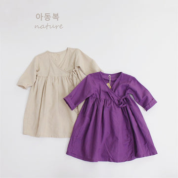 長袖ワンピース Cotton Linen Retro Long Dress コットンリネン レトロ ワンピース【mh0012253】
