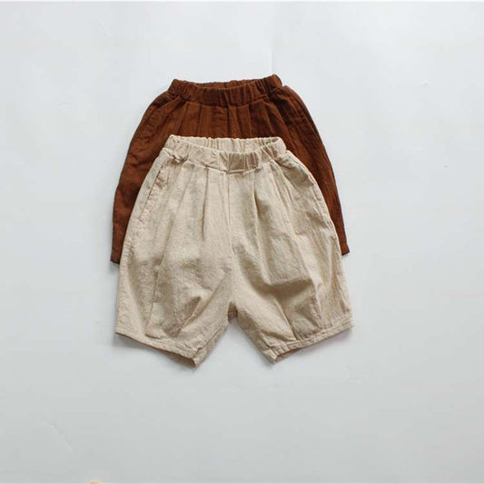 ハーフパンツ・ショートパンツ Cotton Linen Solid Loose Bloomers コットンリネン ルーズ かぼちゃパンツ【mh0012008】