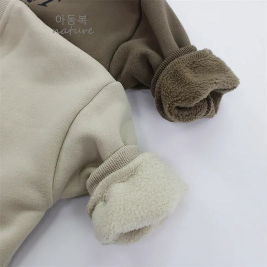 トレーナー・フーディ キッズトップス レターロゴプリント裏フリース長袖スウェットトレーナー【mh0007981】