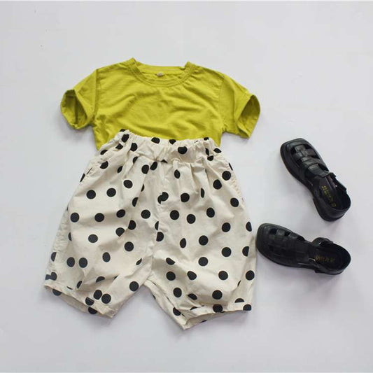ハーフパンツ・ショートパンツ Polka Dot Cotton Linen Cropped Pants みずたま コットンリネン クロップドパンツ【mh0012005】
