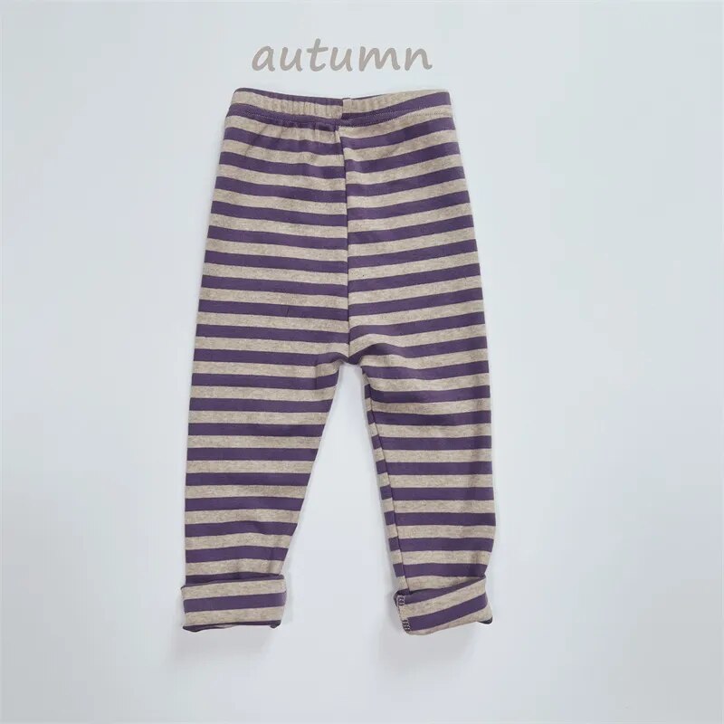 レギンスパンツ purple pants / 80cm キッズ 長袖Tシャツ レギンスパンツ 単品 ボーダー シンプル ベーシック パープル グリーン ブラック コーヒー 4カラー ユニセックス 男の子 女の子 子供服【mh0002992】