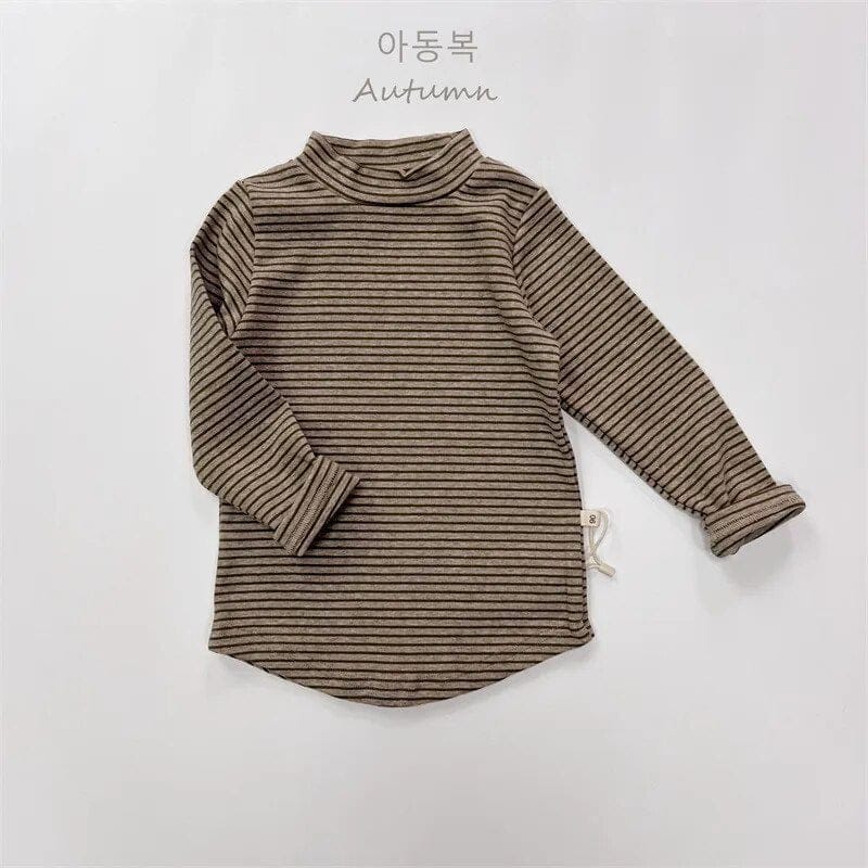 長袖Tシャツ Army Green / 80cm キッズ ハイネックTシャツ ボーダー シンプルベーシック インナー 4カラー ユニセックス 男の子 女の子 子供服【mh0003011】