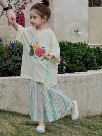 Fruit Printed Boxy Cotton T-shirt プリント 半袖Tシャツ【mh0013413】 Jianzidan 半袖Tシャツ
