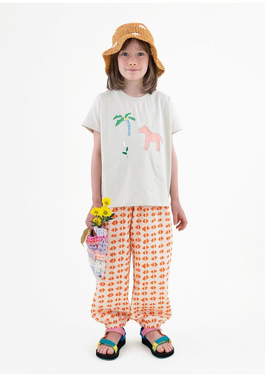 Gauze Cuff-Cuffed Pants 幾何学ストライプ ロングパンツ【mh0013214】 RICE & SKY ロングパンツ・スウェットパンツ