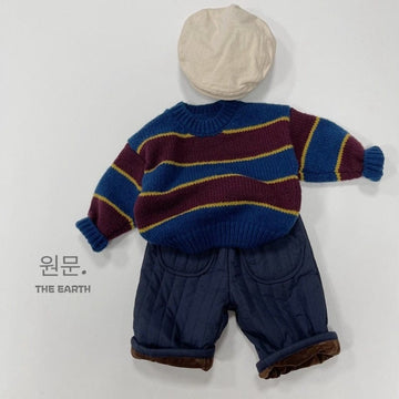 ニット・セーター キッズ セーター ニット レトロボーダー ルーズトップス 3カラー ボーイズ 男の子 子供服【mh0002916】