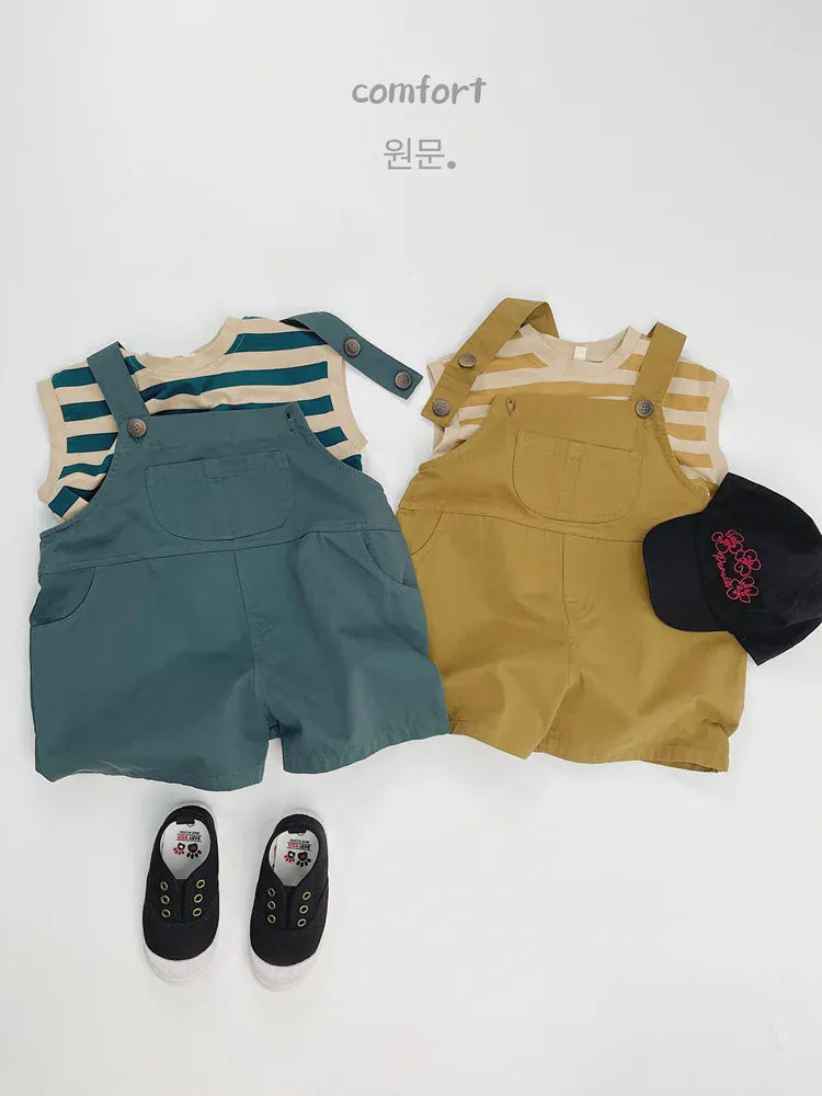 キッズ用ノースリーブTシャツ風 ベスト型(無地系)2色セット