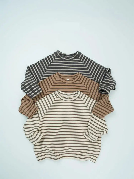 長袖Tシャツ キッズトップス ボーダーシンプルベーシック長袖Tシャツ【mh-0008600】