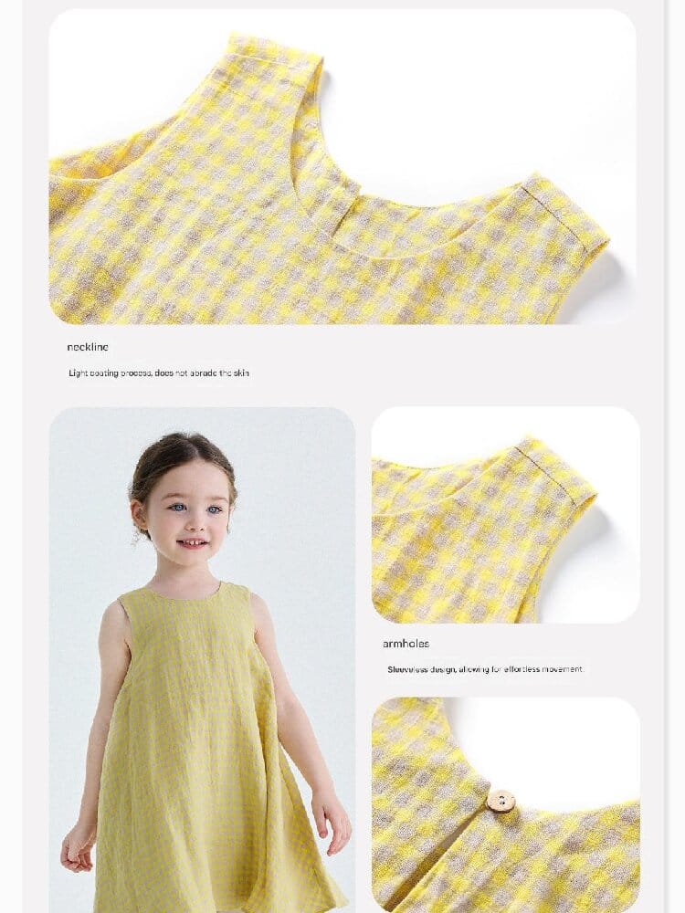 Gingham Plaid Linen Sundress チェック ノースリーブワンピース【mh0013186】 yunerma ノースリーブワンピース