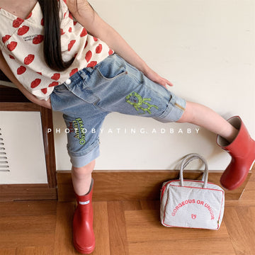 Graphic Denim Shorts ワークデニム ハーフパンツ【mh0013222】 ADbaby ハーフパンツ・ショートパンツ