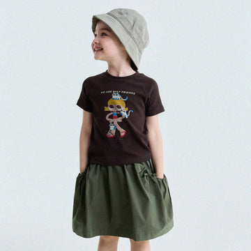 Graphic Print Cotton Raglan T-Shirt キャラクタープリント ラグランTシャツ【mh0013170】 Dark Gray / 80cm yunerma 半袖Tシャツ