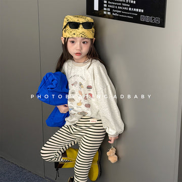 Graphic Print Long Sleeve Top イラスト プリント 長袖 Tシャツ【mh0012462】 ADbaby 長袖Tシャツ