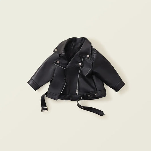 ショートコート・ジャケット・ジャンパー キッズアウター フェイクレザーライダースジャケットコート ブラック【mh0007497】
