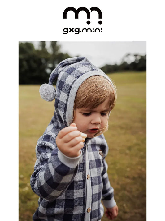 カーディガン・パーカー 長袖フーディーカーディガン 綿100% ニット素材 チェック柄 ボタン留め【mh0011340】