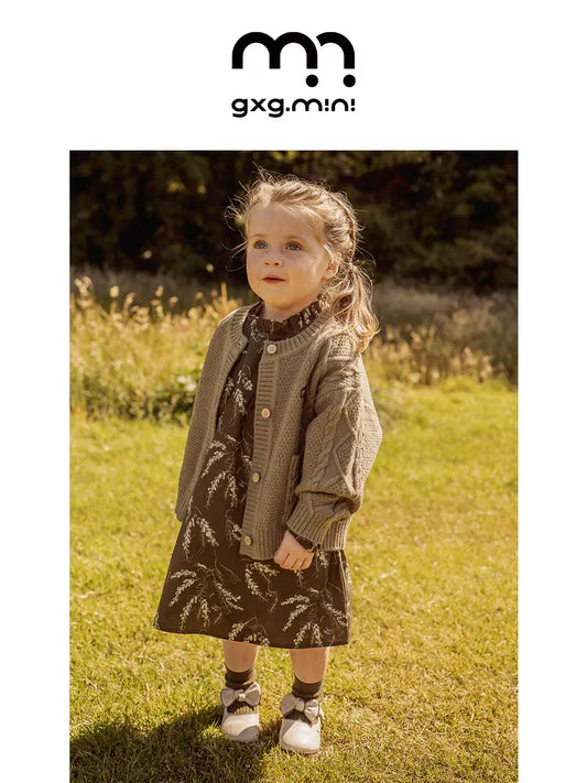 カーディガン・パーカー 長袖カーディガン ウール混紡 ケーブル編み クルーネック ボタン【mh0011315】