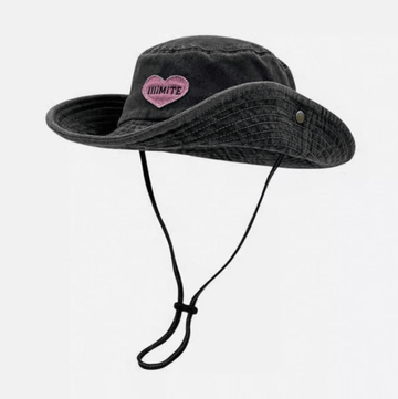 Heart Embroidered Safari Hat ハート ワッペン サファリハット【mh0013010】 Dark Grey / One Size momobobi ベビー用帽子