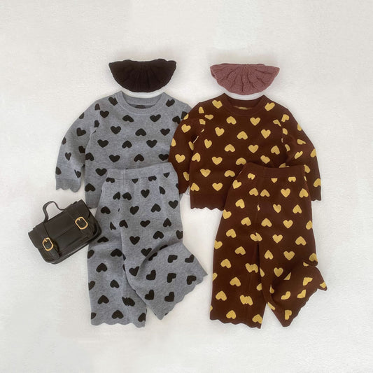 Heart Jacquard Knit Set ハート柄 ニットセットアップ【mh0012399】 Engepapa