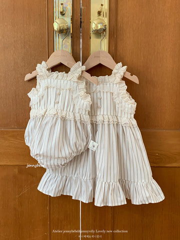 Stripe Lace Romper ストライプ レース ロンパース【mh0012532】