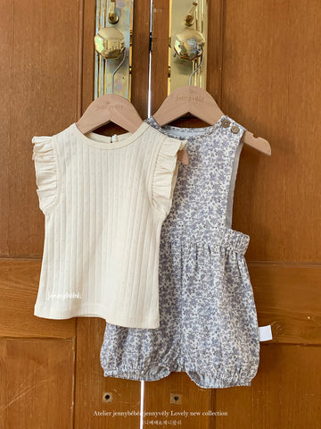 Floral Cotton Blouse Romper Set 花柄 コットン ブラウス ロンパース セットアップ【mh0012543】