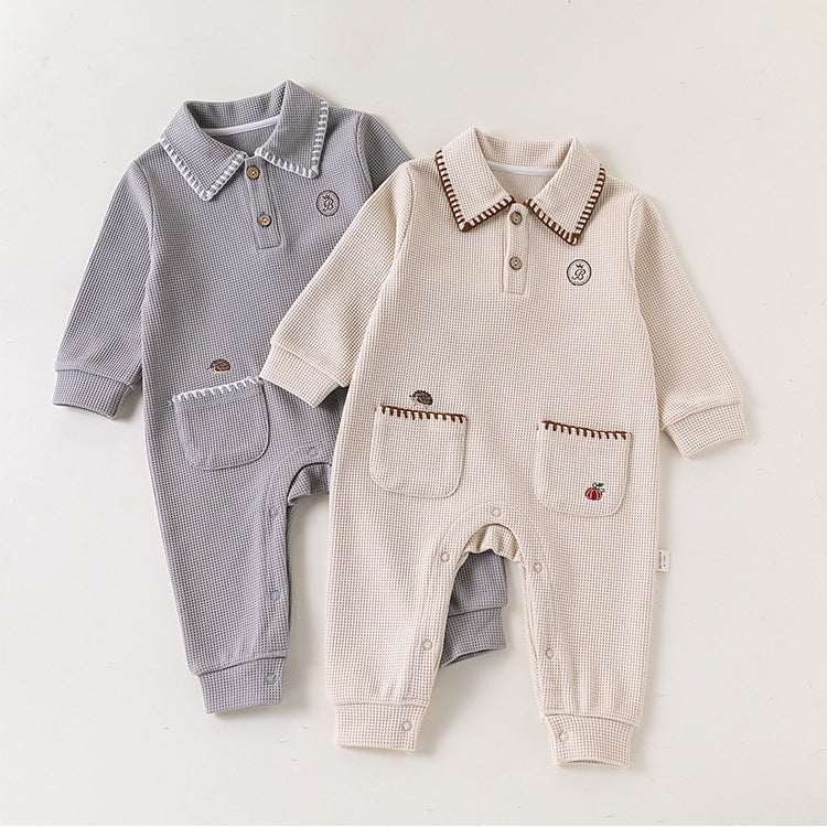 ベビー ワッフルニット 襟付き 長袖ロンパース【mh0014706】
