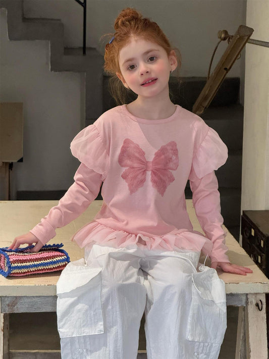 Bow Print Puff Sleeve Top プリント パフスリーブ トップス【mh0012228】