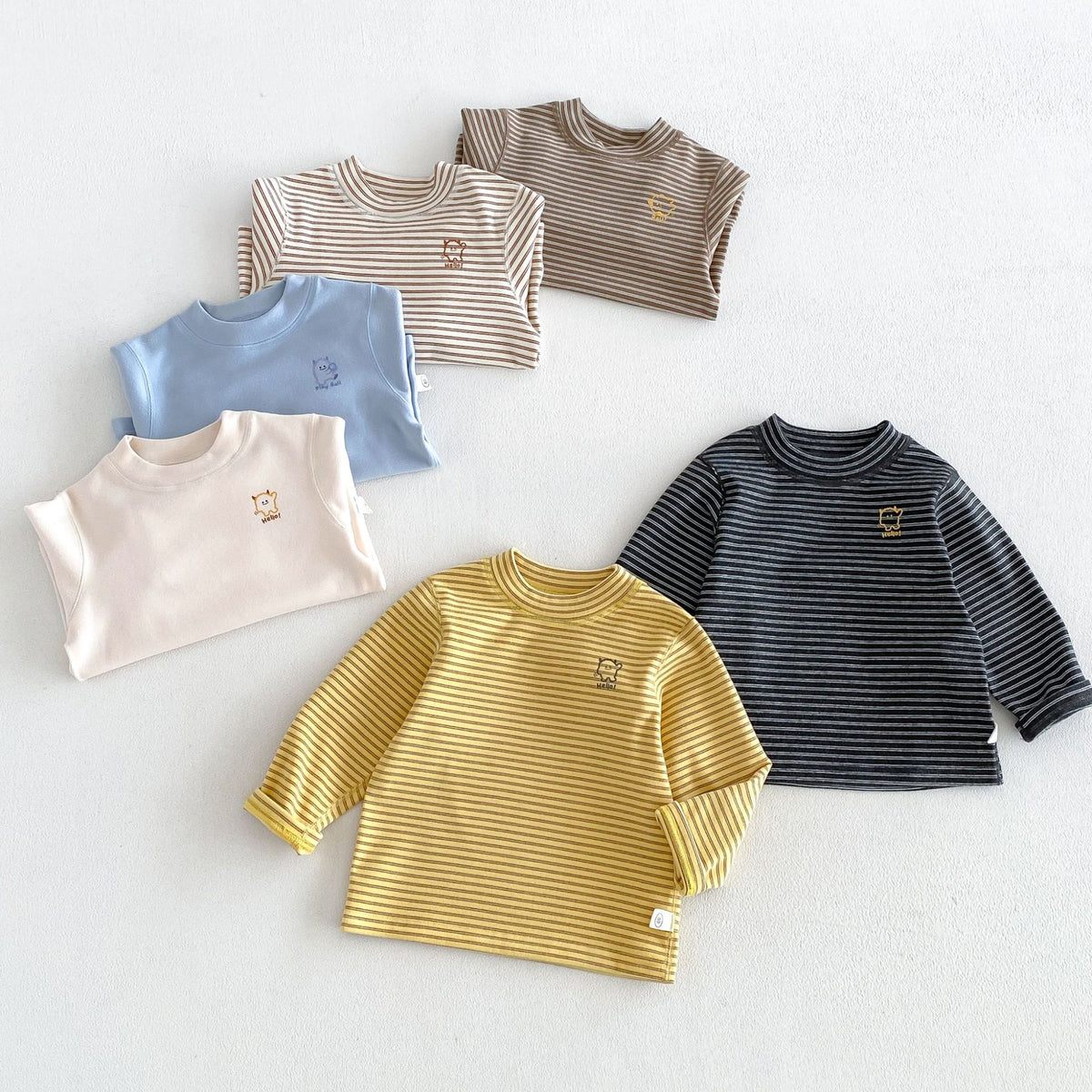 キッズ ボーダー ワンポイント刺繍 長袖Tシャツ / イージー ロングパンツ【mh0014771】