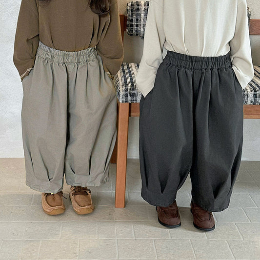 キッズ ワイドバルーンパンツ(ライトグレーとチャコール)