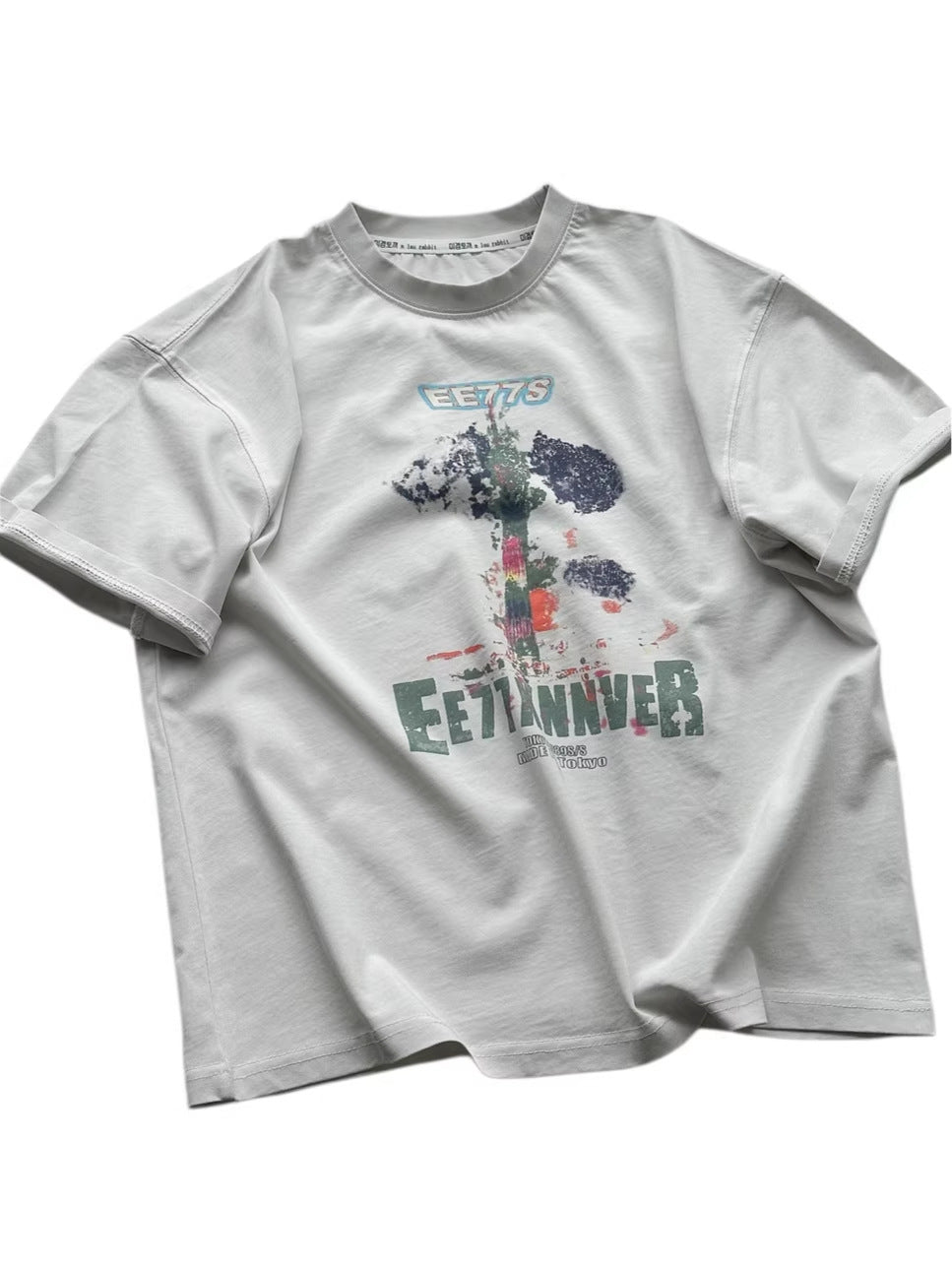 Abstract Art Graphic Tee グラフィックプリント 半袖Tシャツ【mh0012943】