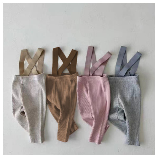 Ribbed Suspender Long Pants リブ編み サスペンダー レギンスパンツ【mh0013030】
