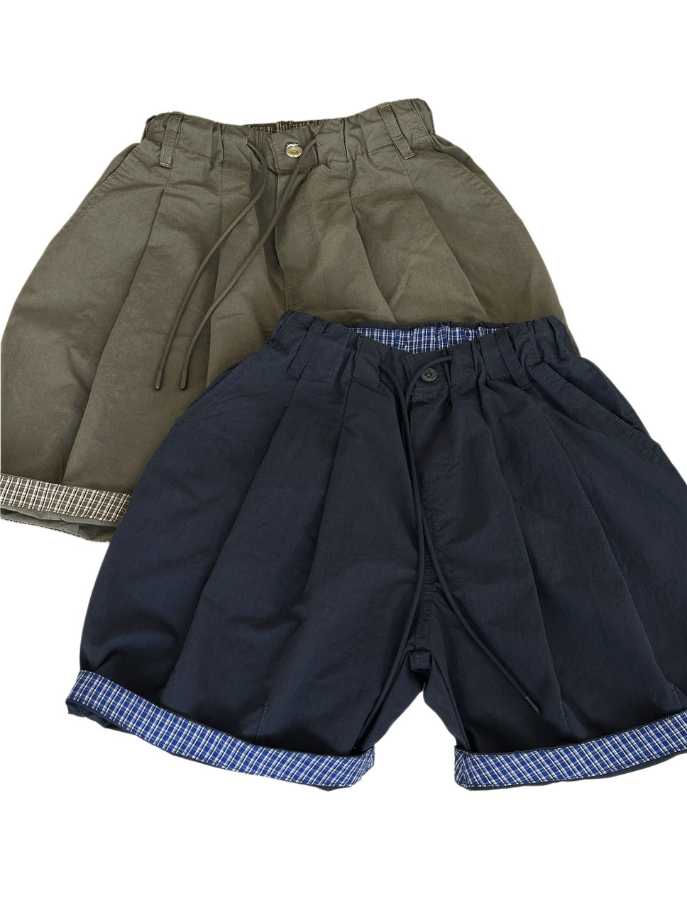 Plaid Hem Shorts チェックヘム タックハーフパンツ【mh0012955】