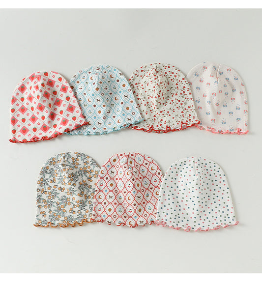 Floral Print Cotton Beanie Hat