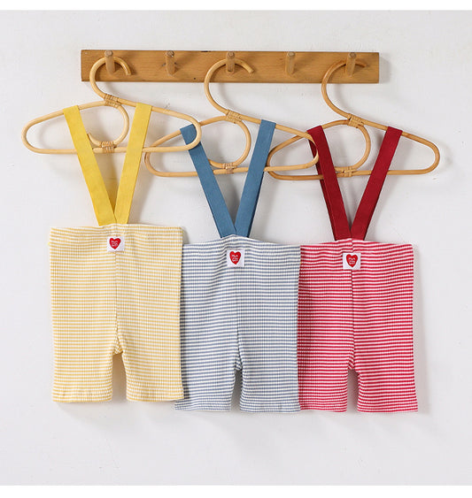 High Waisted Suspender Cotton Shorts ギンガムチェック サスペンダーハーフパンツ【mh0012782】