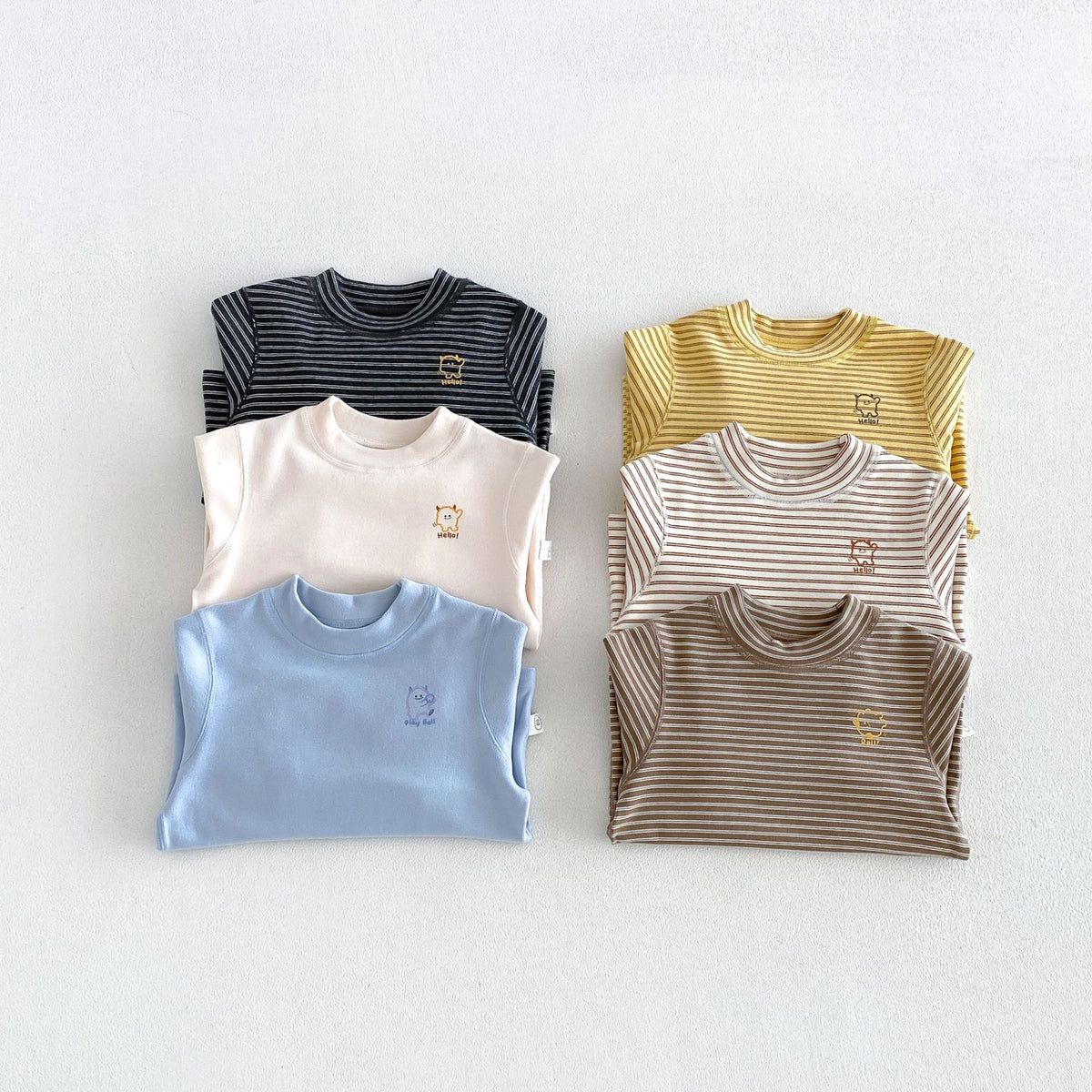 キッズ ボーダー ワンポイント刺繍 長袖Tシャツ / イージー ロングパンツ【mh0014771】