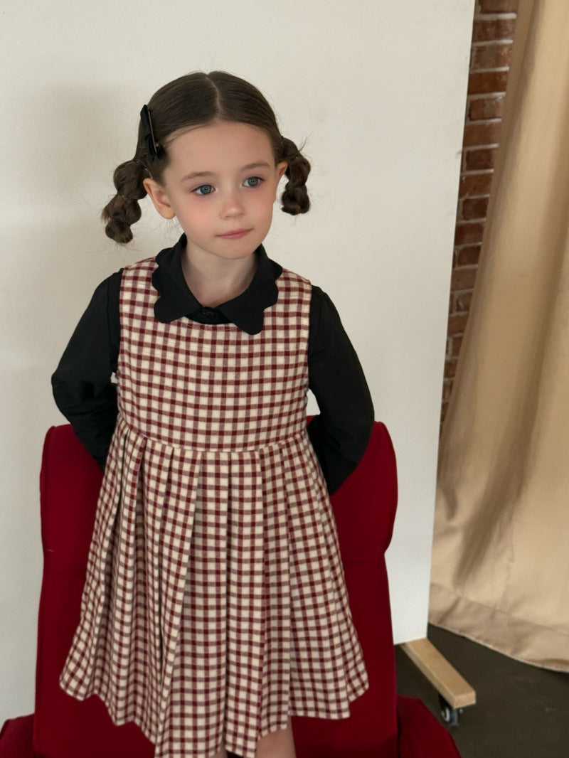 Kids' Plaid Pleated Sleeveless Jumper Dress