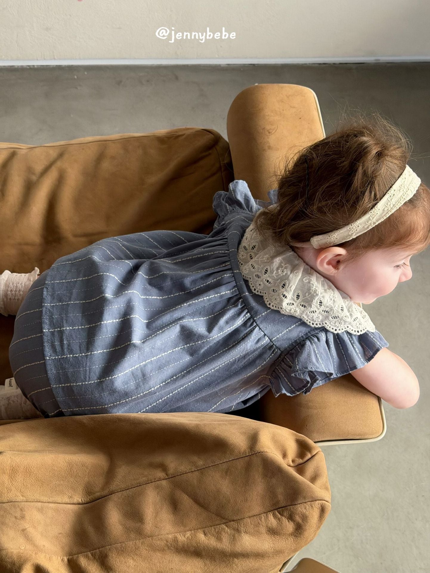 Lace Collar Stripe Cotton Set