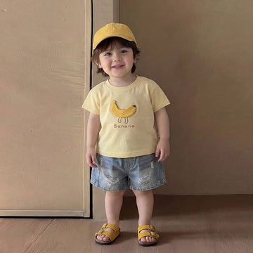Banana Graphic T-shirt バナナ 刺繍 半袖Tシャツ【mh0012859】
