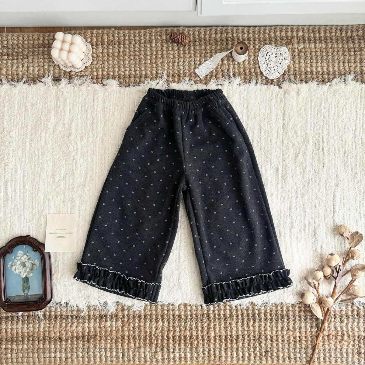 キッズ 花柄刺繍 ニット カーディガン ショートパンツ ロングパンツ【mh0014619】