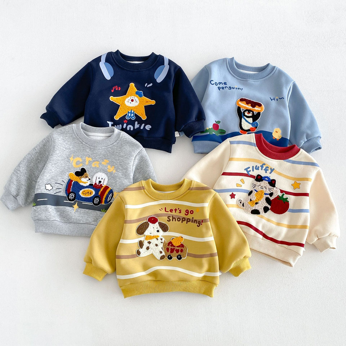 キッズ アップリケ 刺繍 裏起毛 スウェットトレーナー【mh0014775】