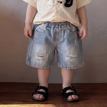 Vintage Distressed Denim Shorts ダメージ デニム ショートパンツ【mh0012853】