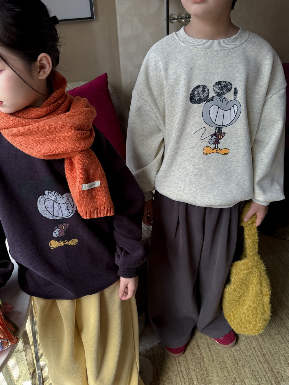 スウェットトレーナー キッズ 裏起毛 プルオーバー クルーネック 厚手 アート柄 トップス【mh0011657】