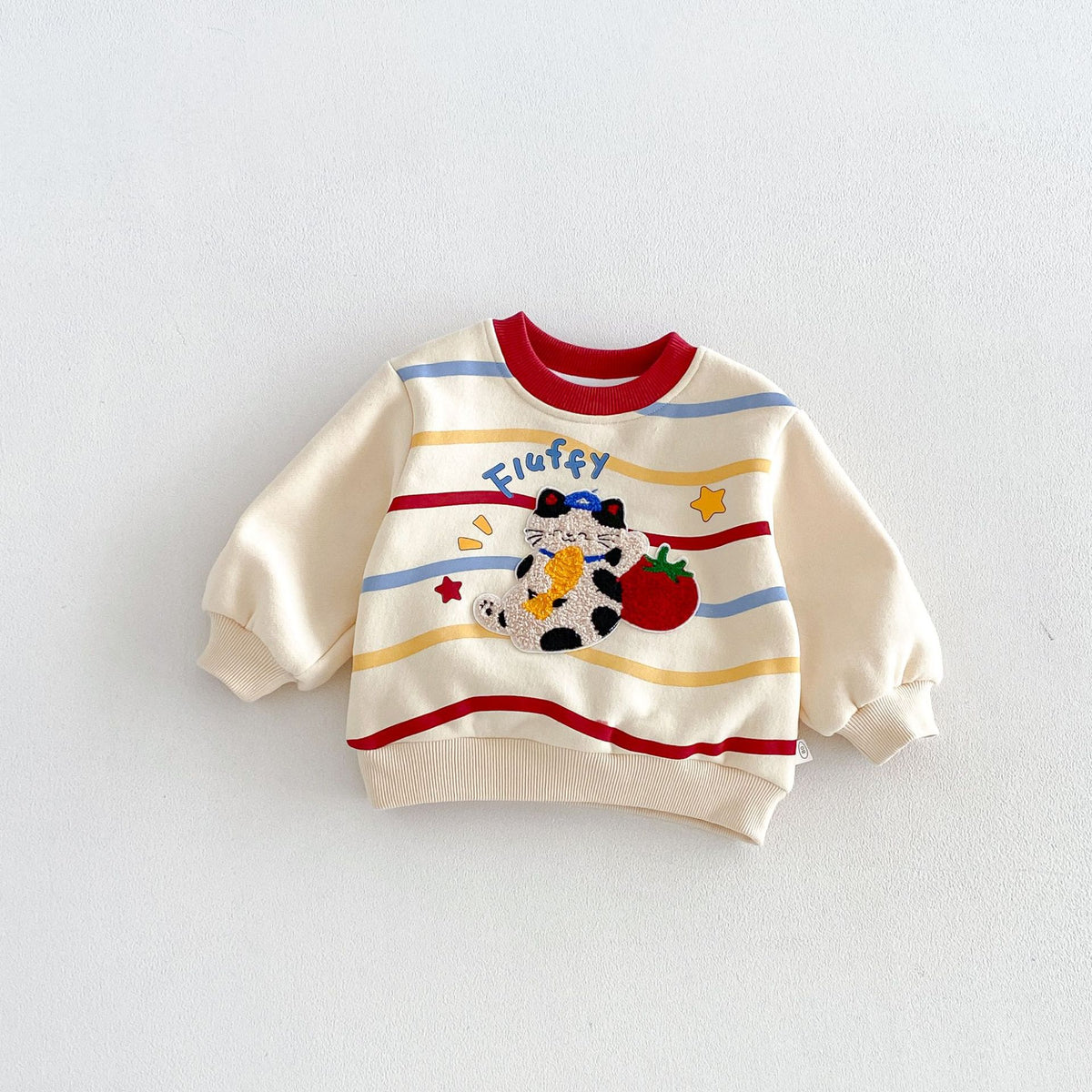 キッズ アップリケ 刺繍 裏起毛 スウェットトレーナー【mh0014775】