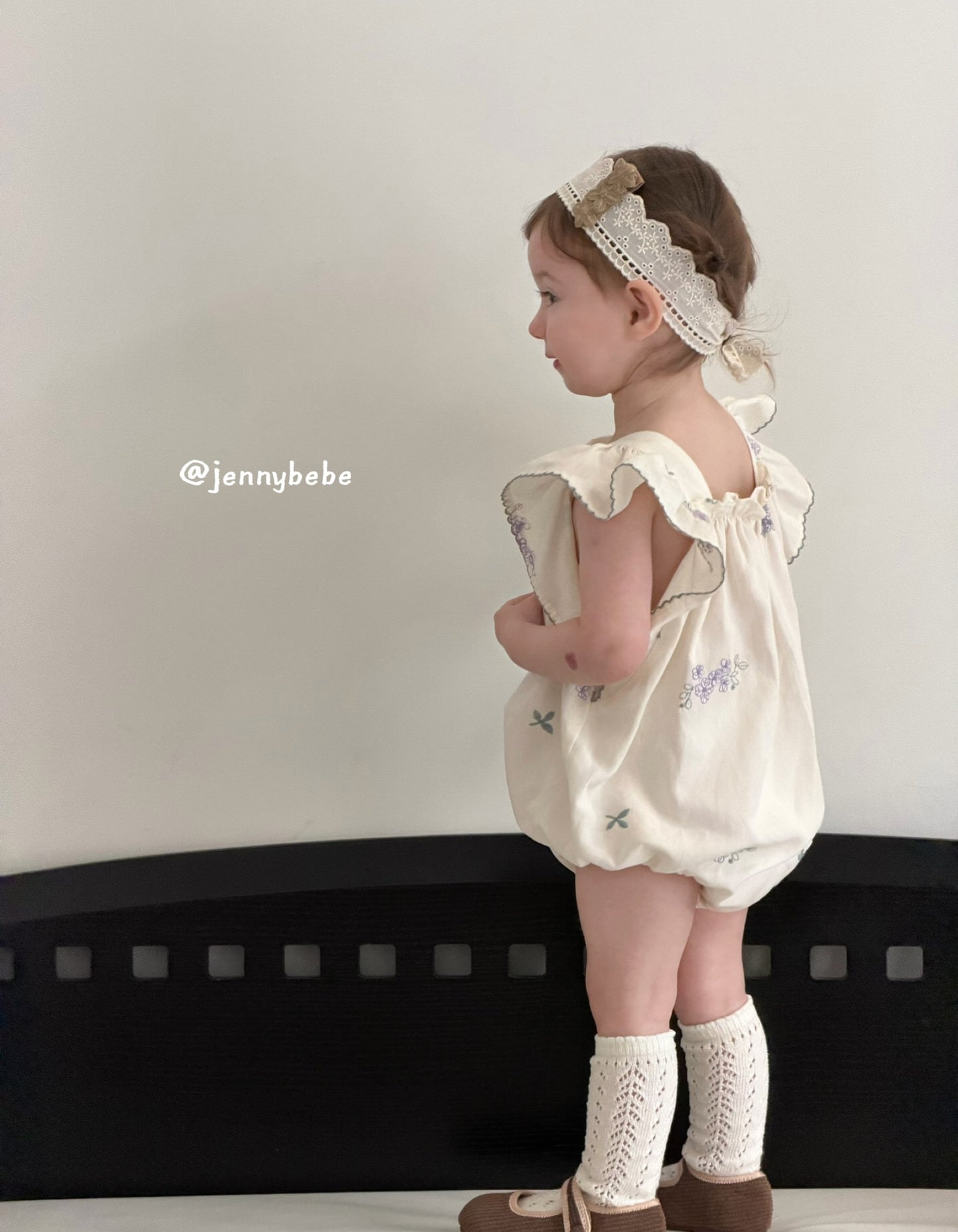 Embroidered Floral Cotton Romper 刺繍 コットン フリル袖 ロンパース【mh0012537】