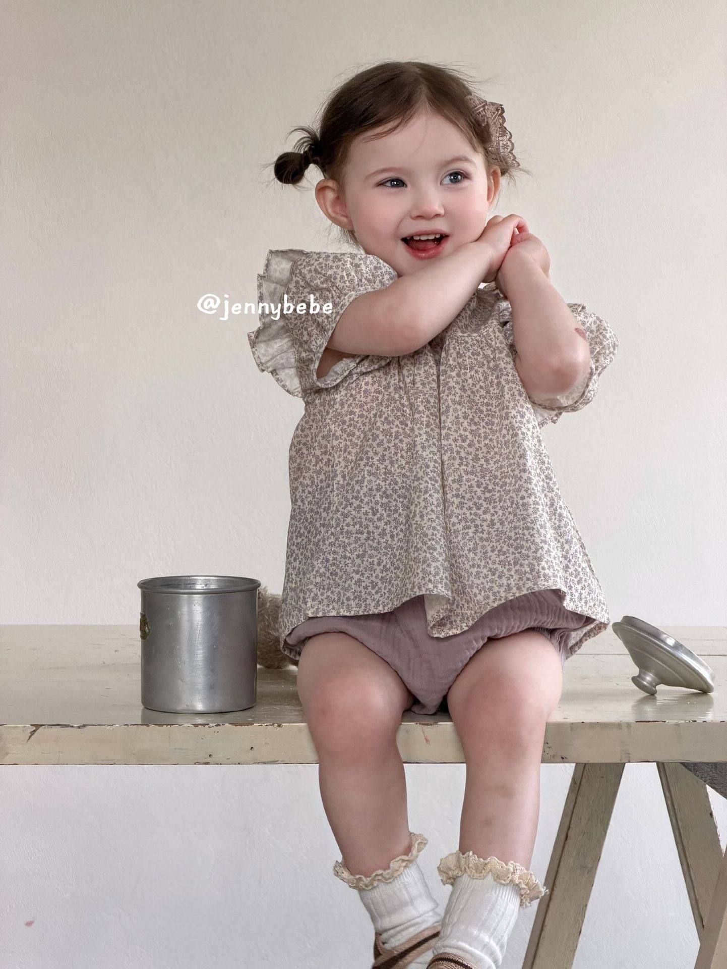 Puff Sleeve Floral Top Bloomer Set 花柄 パフスリーブ トップス ブルマ セット【mh0012530】